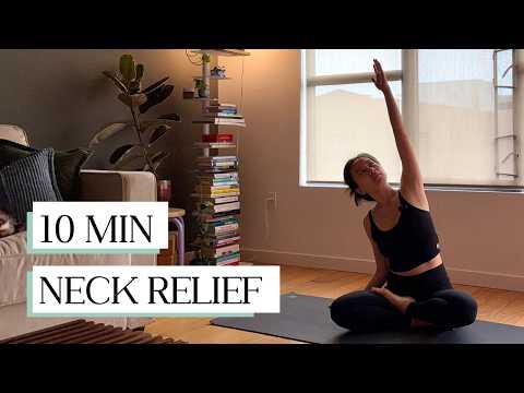 10 Min Yoga for Neck & Shoulder Relief | Release Tension Fast YouTube video thumbnail.