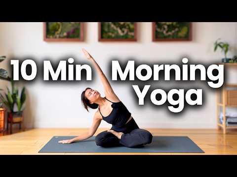 10 Min Gentle Morning Yoga | Wake Up & Stretch YouTube video thumbnail.